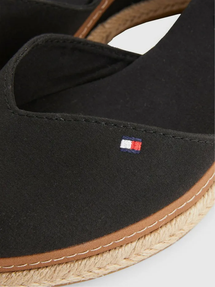 Tommy Hilfiger ColourBlocked Mid Heel Wedge Espadrille Sandals Black Womens Boots Online