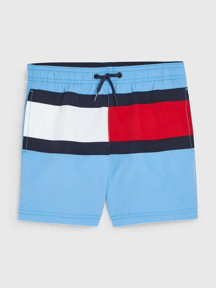 Tommy Hilfiger ColourBlocked Mid Length Swim Shorts Hydrangea Blue Boys Swimwear Cheap On Sale