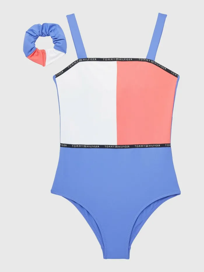 Tommy Hilfiger ColourBlocked OnePiece Swimsuit Iris Blue Girls Swimwear Gift Ideas Tommy Hilfiger ColourBlocked OnePiece Swimsuit Iris Blue Girls Swimwear Gift Ideas