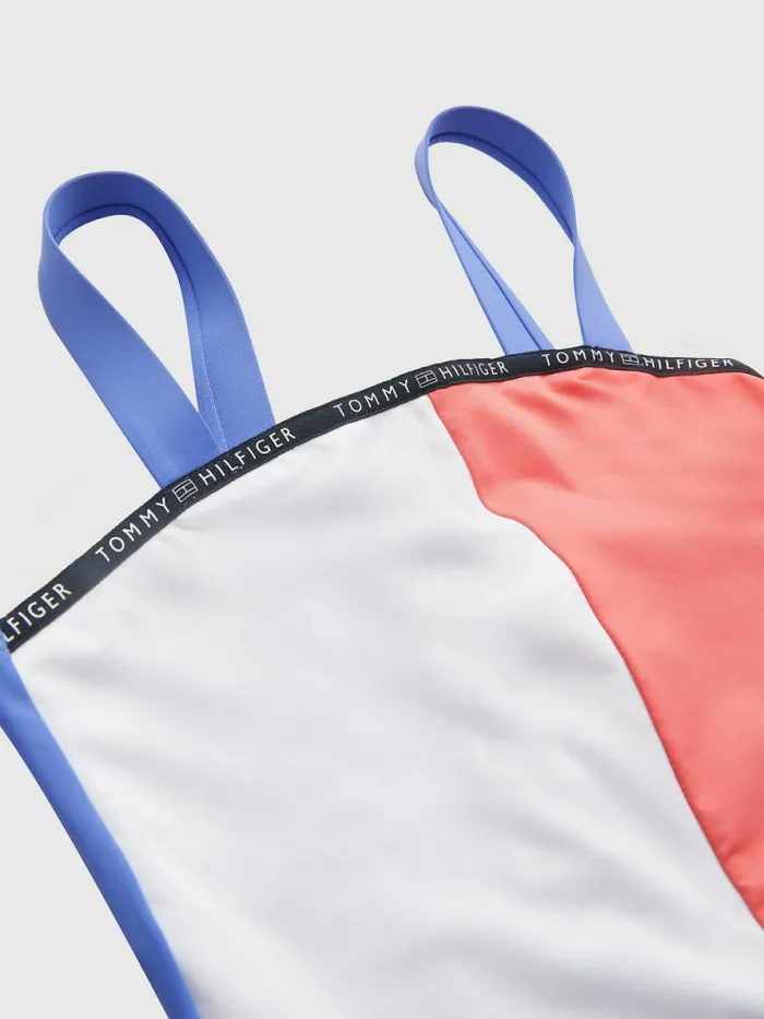 Tommy Hilfiger ColourBlocked OnePiece Swimsuit Iris Blue Girls Swimwear Gift Ideas