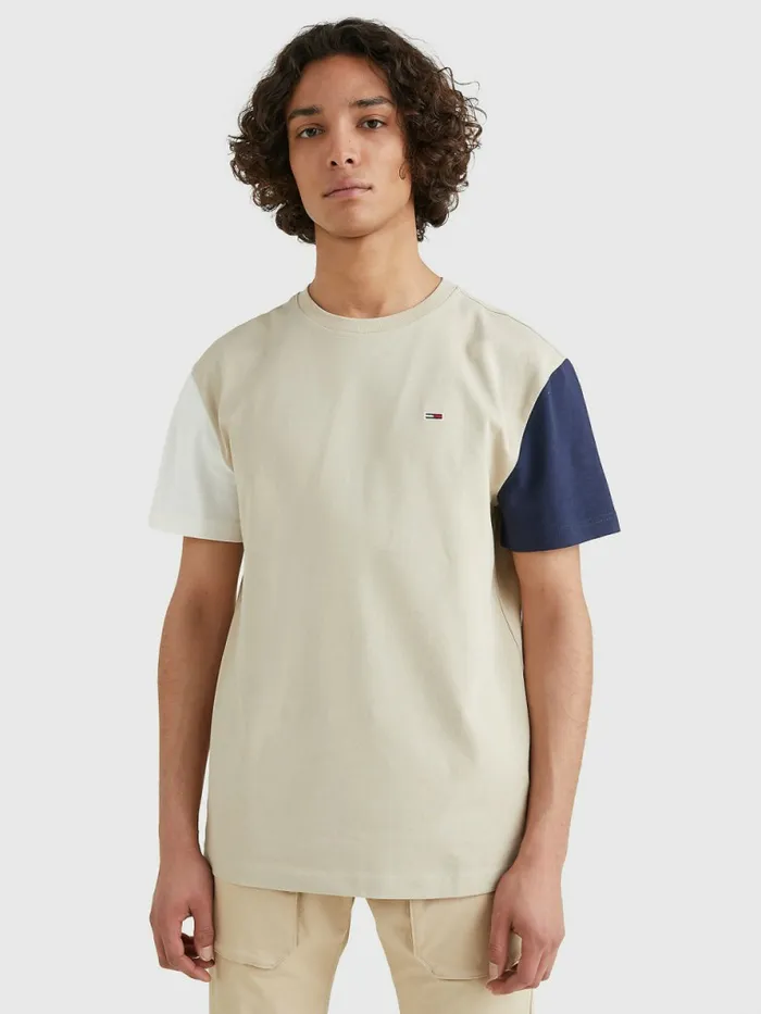Tommy Hilfiger ColourBlocked Organic Cotton TShirt Savannah SandMulti Mens TShirts For Sale Tommy Hilfiger ColourBlocked Organic Cotton TShirt Savannah SandMulti Mens TShirts For Sale