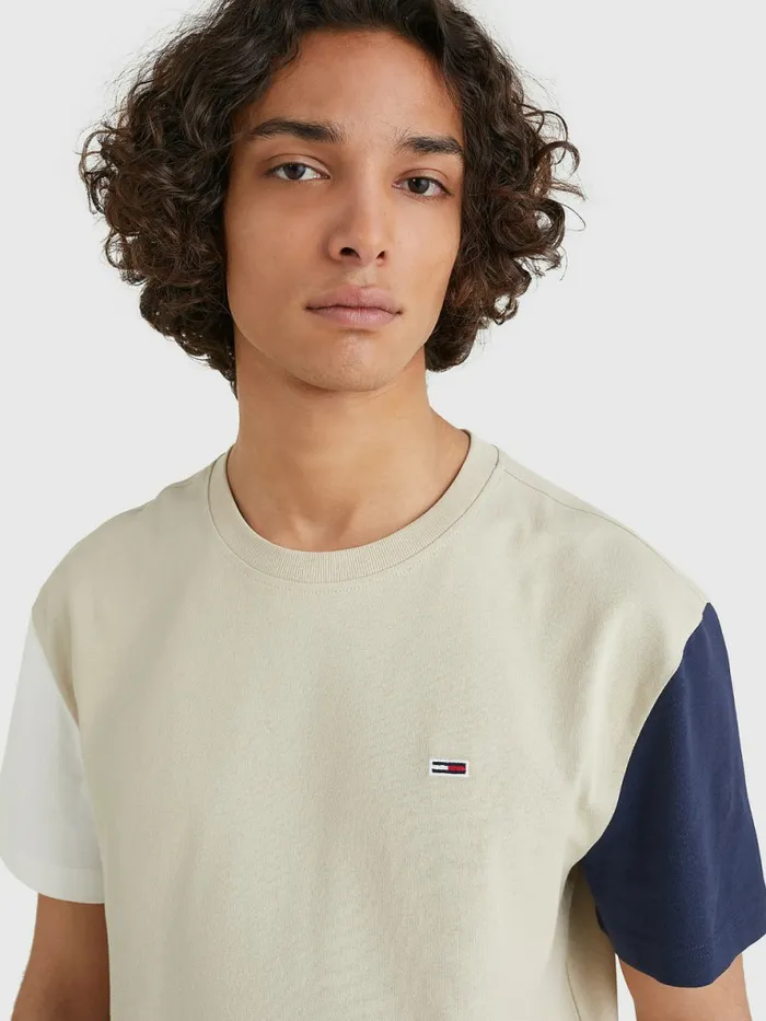 Tommy Hilfiger ColourBlocked Organic Cotton TShirt Savannah SandMulti Mens TShirts For Sale