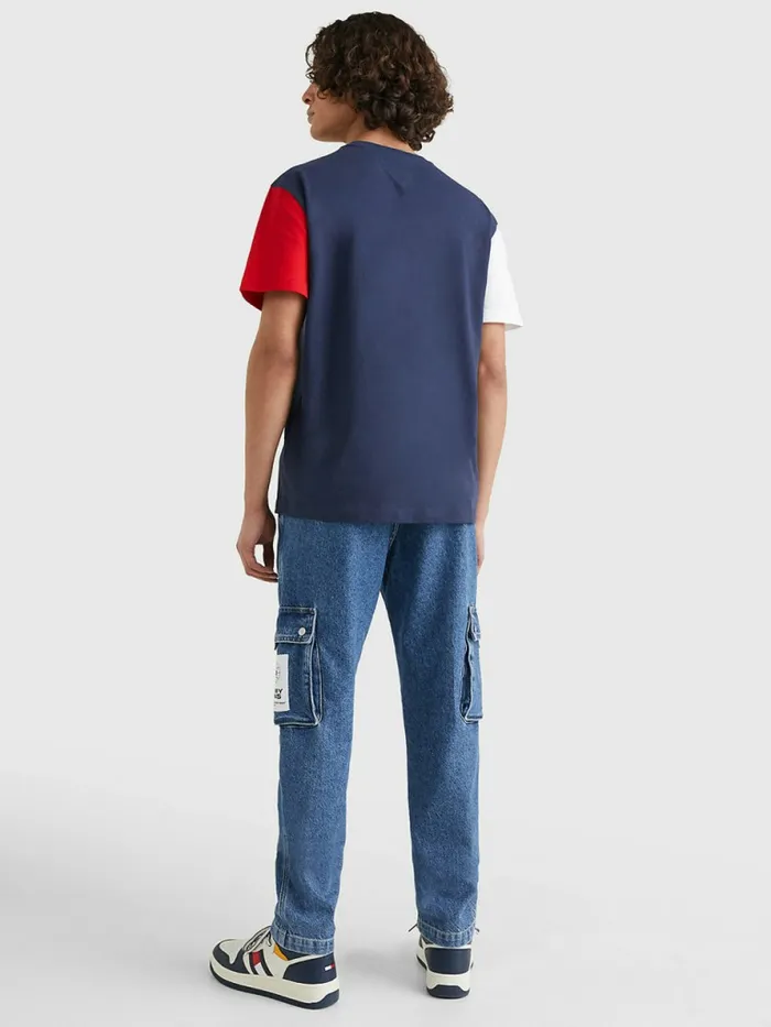 Tommy Hilfiger ColourBlocked Organic Cotton TShirt Twilight NavyMulti Mens TShirts Cheap On Sale