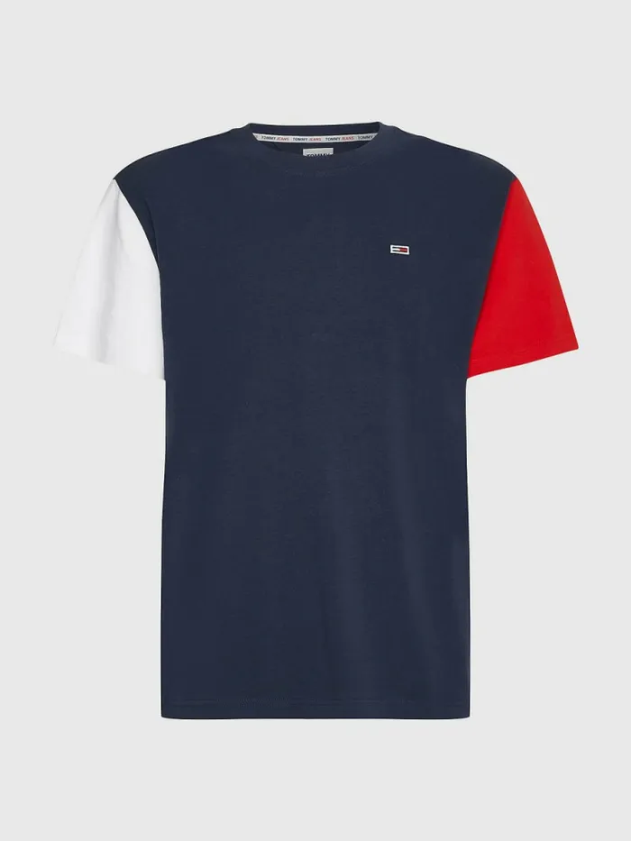 Tommy Hilfiger ColourBlocked Organic Cotton TShirt Twilight NavyMulti Mens TShirts Cheap On Sale