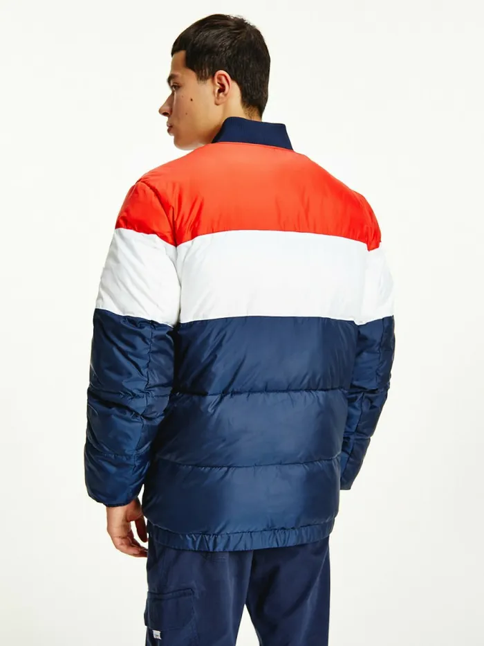 Tommy Hilfiger ColourBlocked Padded Bomber Jacket Twilight NavyMulti Mens Coats and Jackets Gift for Friend