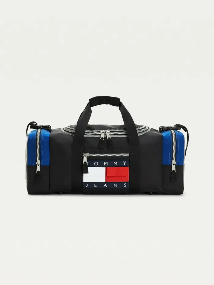 Tommy Hilfiger ColourBlocked Recycled Nylon Duffle Black Mix Mens Bags Gift Ideas Tommy Hilfiger ColourBlocked Recycled Nylon Duffle Black Mix Mens Bags Gift Ideas