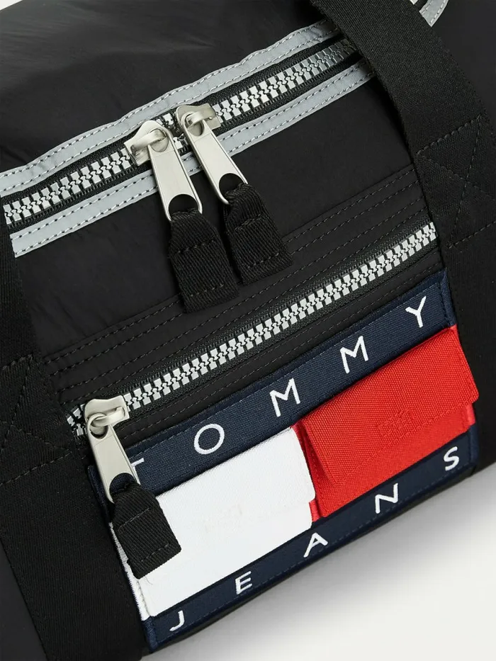 Tommy Hilfiger ColourBlocked Recycled Nylon Duffle Black Mix Mens Bags Gift Ideas