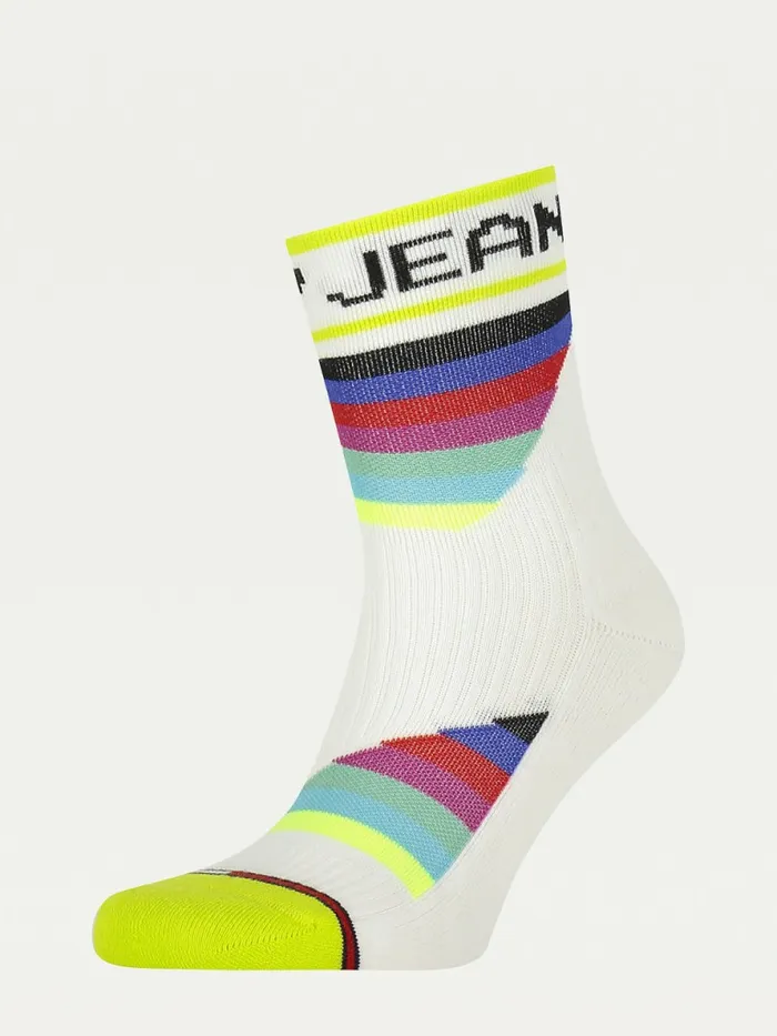 Tommy Hilfiger ColourBlocked Short Socks Lime Womens Socks and Hosiery Sale