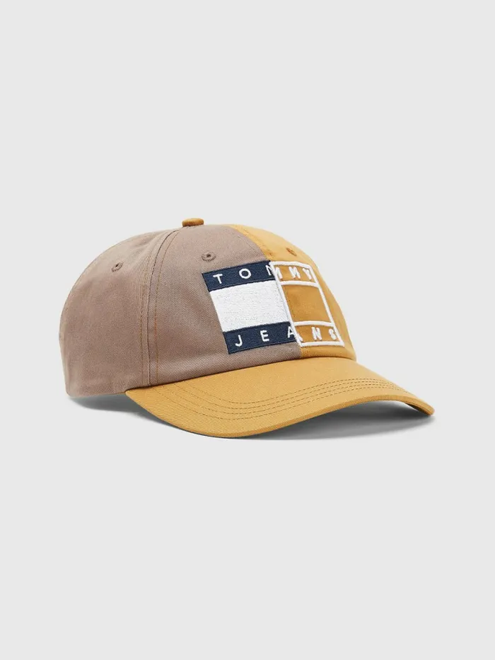 Tommy Hilfiger ColourBlocked Spliced Logo Cap Classic Khaki Colorblock Mens Hats and Scarves On Sale Tommy Hilfiger ColourBlocked Spliced Logo Cap Classic Khaki Colorblock Mens Hats and Scarves On Sale