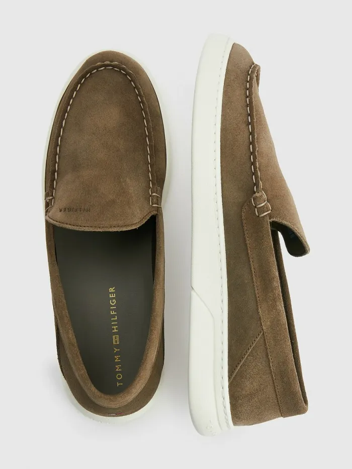 Tommy Hilfiger Comfort Suede Collapsible Loafers Island Taupe Mens Casual Shoes For Sale