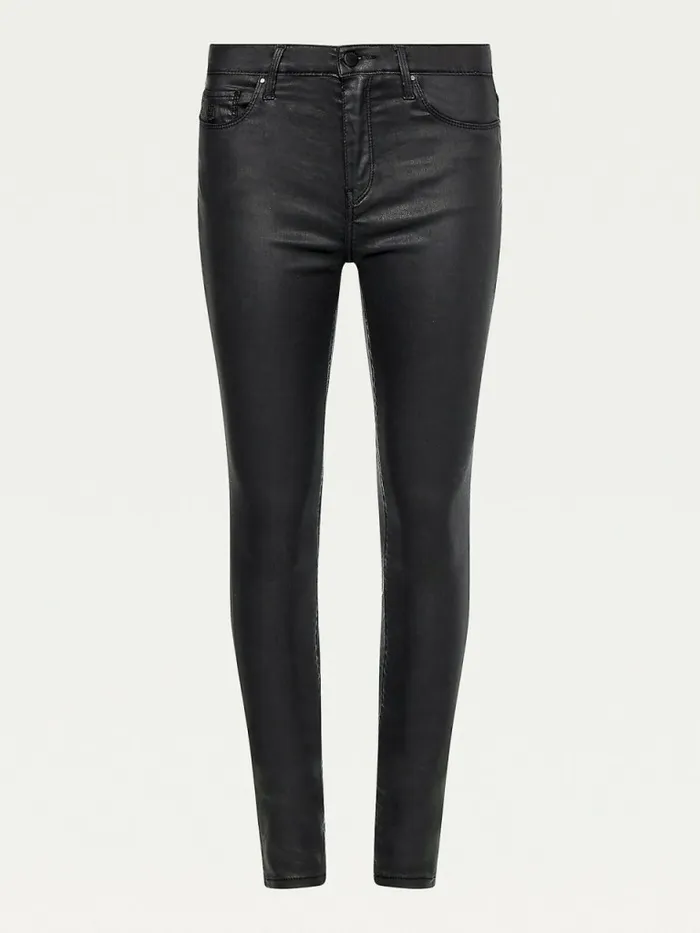 Tommy Hilfiger Como Mid Rise Skinny White Th Soft Jeans Coated Black Womens Jeans Fashion