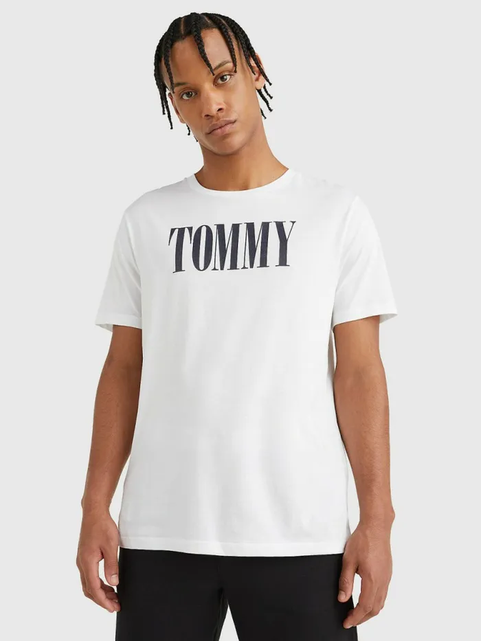 Tommy Hilfiger Contrast Logo Organic Cotton TShirt White Mens Swimwear Gift Ideas Tommy Hilfiger Contrast Logo Organic Cotton TShirt White Mens Swimwear Gift Ideas