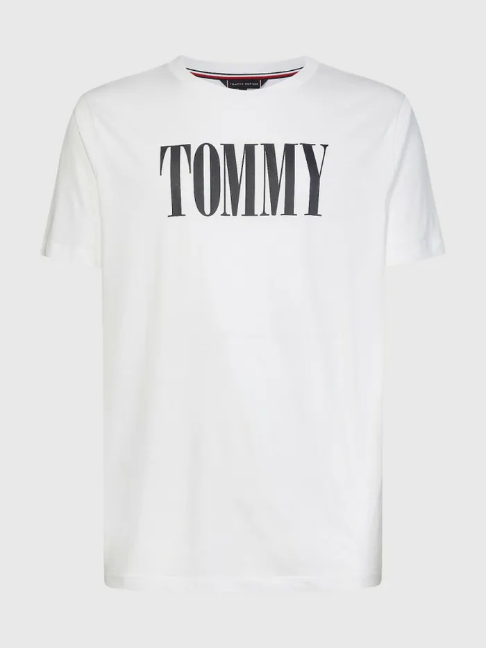 Tommy Hilfiger Contrast Logo Organic Cotton TShirt White Mens Swimwear Gift Ideas