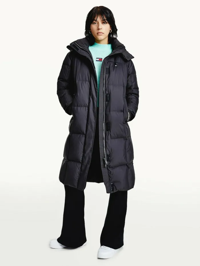 Tommy Hilfiger Contrast Panel Long Down Coat Black Womens Coats and Jackets On Sale Tommy Hilfiger Contrast Panel Long Down Coat Black Womens Coats and Jackets On Sale