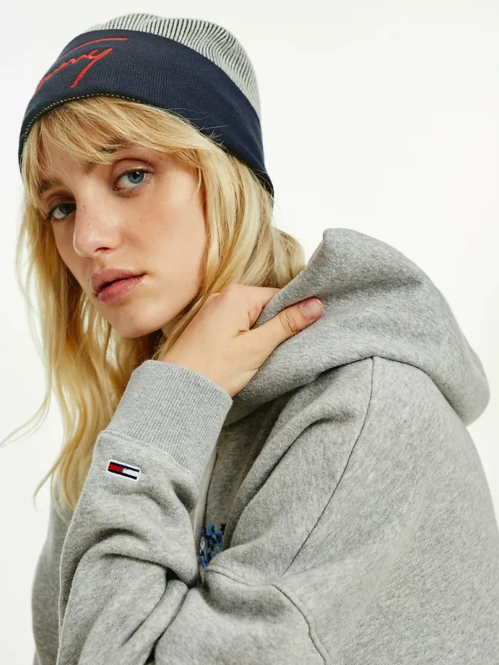 Tommy Hilfiger Contrast Rim Signature Beanie Corporate Womens Hats and Scarves Fashion