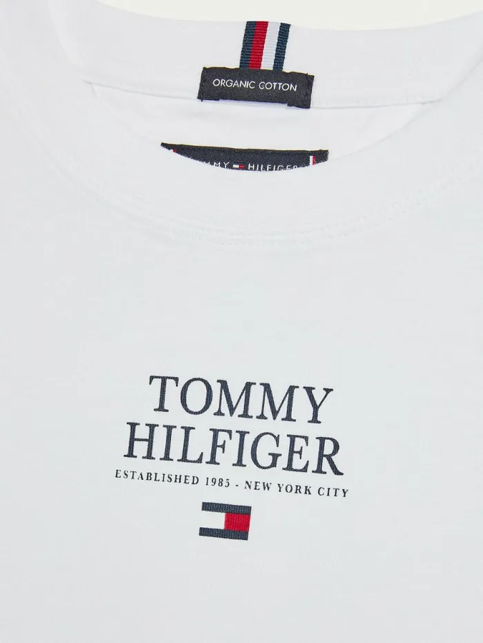 Tommy Hilfiger Contrast Tape Long Sleeve TShirt White Boys TShirts and Polos On Sale