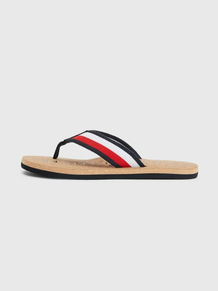 Tommy Hilfiger Cork Signature Strap FlipFlops Rwb Mens Sandals Sliders and Flip Flops Online