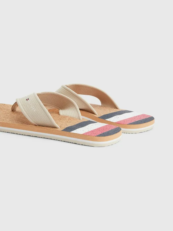 Tommy Hilfiger Cork Webbing Beach Sandals Classic Beige Mens Boots Cheap On Sale