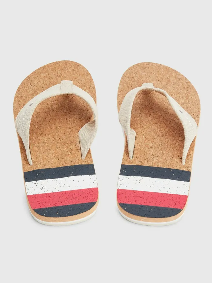 Tommy Hilfiger Cork Webbing Beach Sandals Classic Beige Mens Boots Cheap On Sale