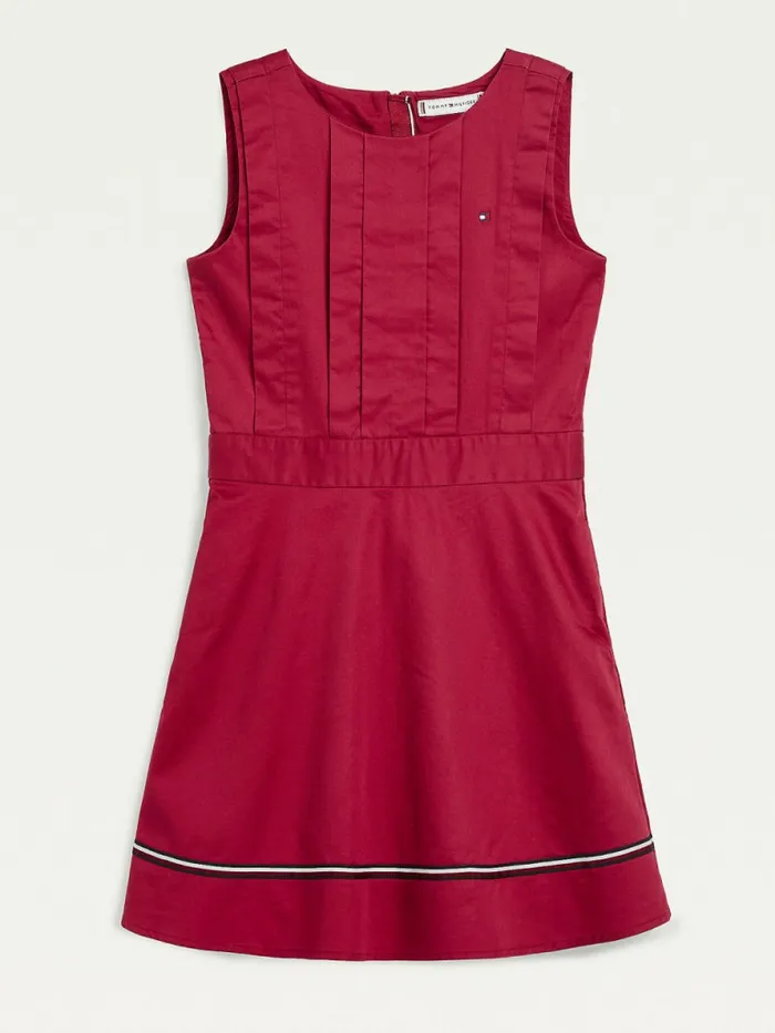 Tommy Hilfiger Cotton Fit and Flare Sleeveless Dress Cranberry Crush Girls Dresses Sale Tommy Hilfiger Cotton Fit and Flare Sleeveless Dress Cranberry Crush Girls Dresses Sale