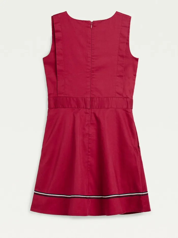 Tommy Hilfiger Cotton Fit and Flare Sleeveless Dress Cranberry Crush Girls Dresses Sale