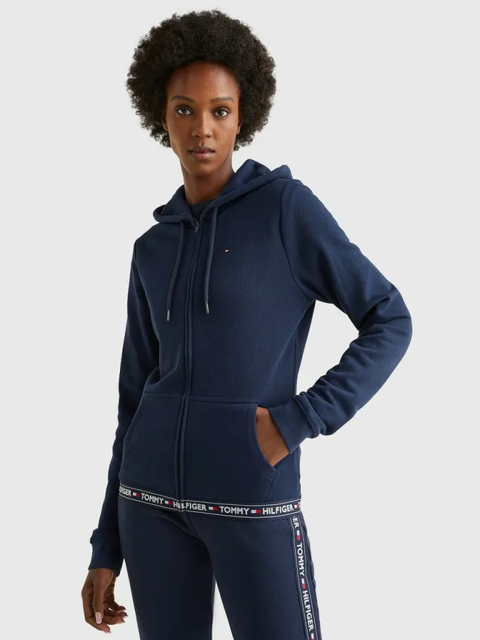Tommy Hilfiger Cotton Terry Lounge Hoody Navy Blazer Womens Lounge and Nightwear Tommy Hilfiger Cotton Terry Lounge Hoody Navy Blazer Womens Lounge and Nightwear