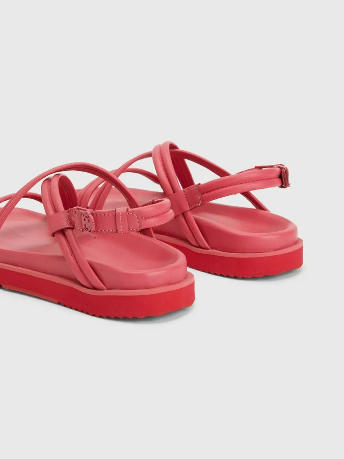 Tommy Hilfiger Crest Buckle Leather Sandals Pink Splendor Womens Sandals Near Me