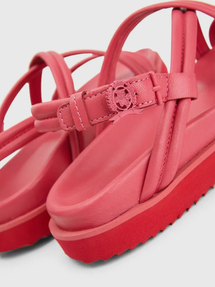 Tommy Hilfiger Crest Buckle Leather Sandals Pink Splendor Womens Sandals Near Me