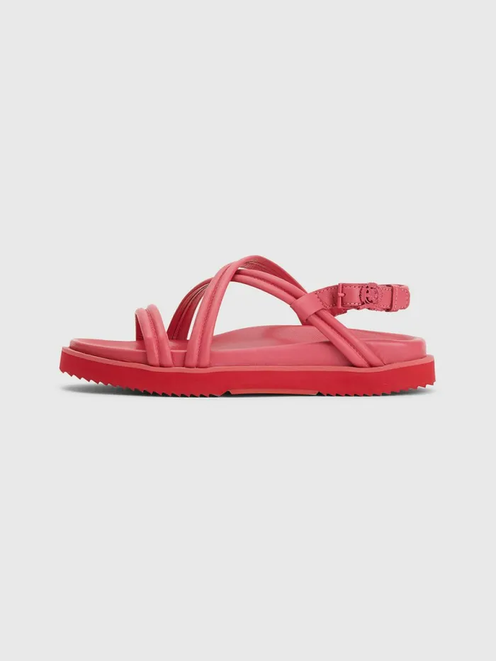 Tommy Hilfiger Crest Buckle Leather Sandals Pink Splendor Womens Sandals Near Me