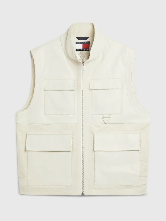 Tommy Hilfiger Crest Camo Jacquard Gilet Classic Beige Mens Coats and Jackets Casaul