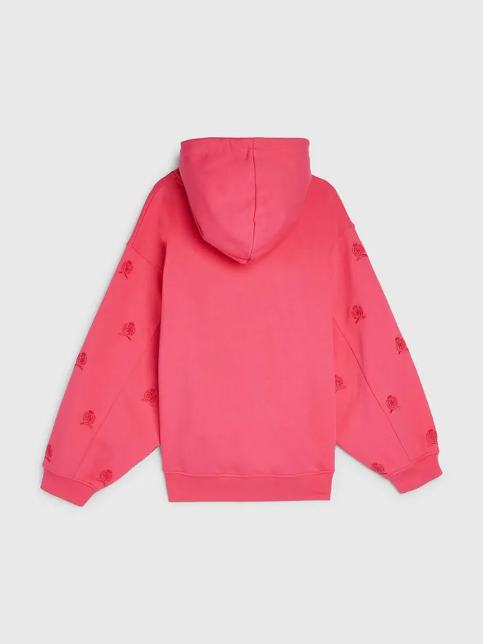 Tommy Hilfiger Crest Embroidery Hoody Pink Splendor Womens Sweatshirts and Hoodies On Sale