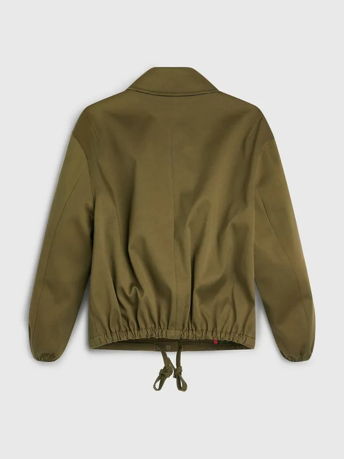 Tommy Hilfiger Crest Floral Camo Lining Coach Jacket Army Green Womens Coats and Jackets Sale