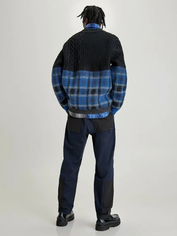 Tommy Hilfiger Crest Half Glen Check Jumper BlackMulti Mens Knitwear Popular