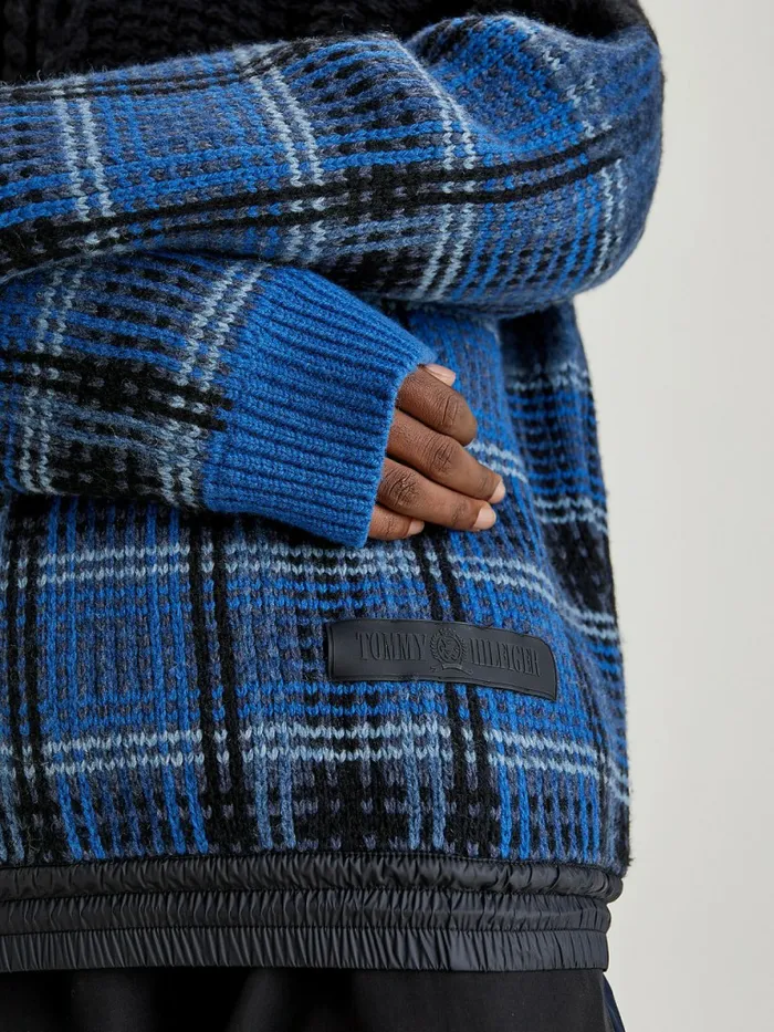 Tommy Hilfiger Crest Half Glen Check Jumper BlackMulti Mens Knitwear Popular