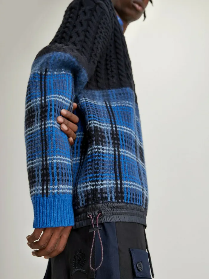 Tommy Hilfiger Crest Half Glen Check Jumper BlackMulti Mens Knitwear Popular