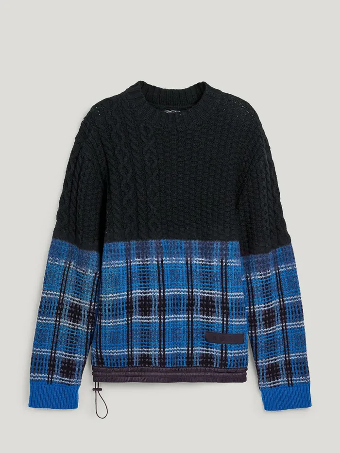 Tommy Hilfiger Crest Half Glen Check Jumper BlackMulti Mens Knitwear Popular