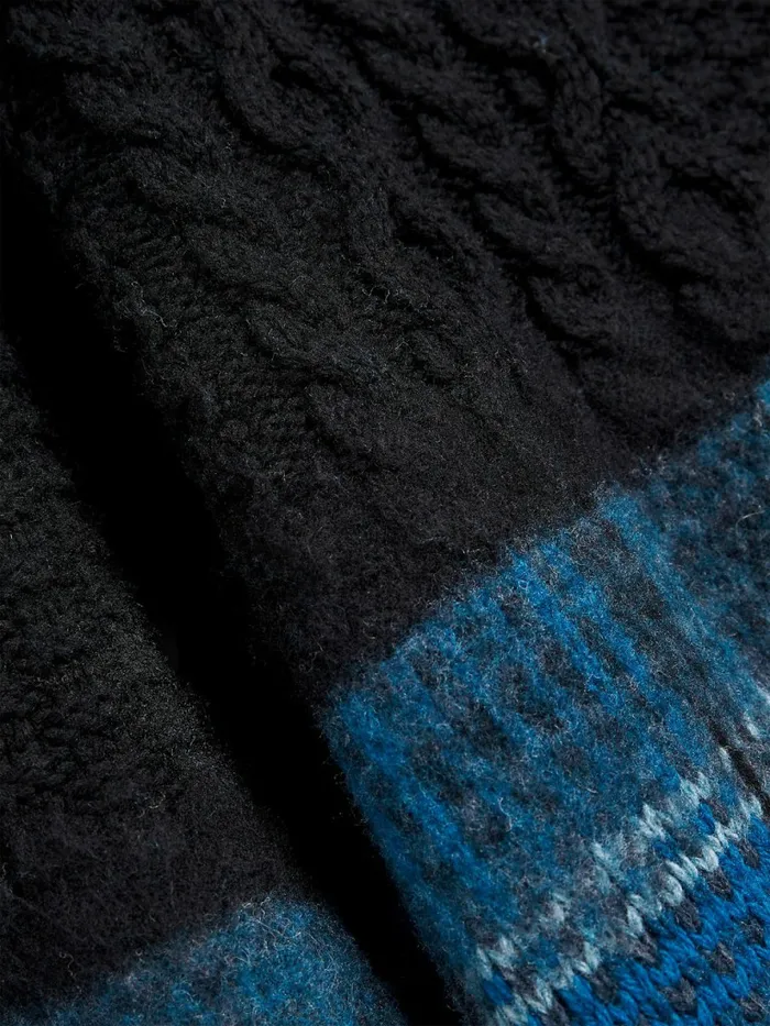 Tommy Hilfiger Crest Half Glen Check Jumper BlackMulti Mens Knitwear Popular