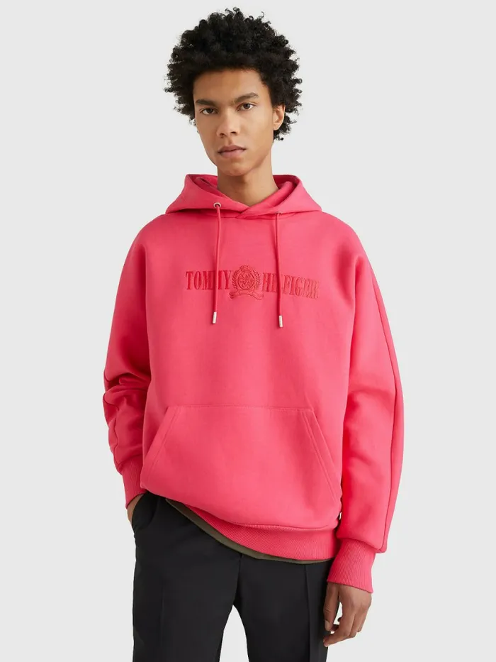 Tommy Hilfiger Crest Hoody Pink Splendor Mens Sweatshirts and Hoodies For Sale Tommy Hilfiger Crest Hoody Pink Splendor Mens Sweatshirts and Hoodies For Sale