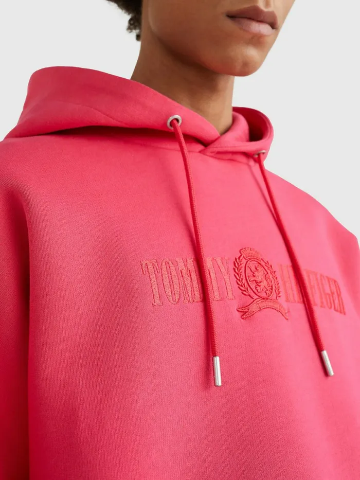 Tommy Hilfiger Crest Hoody Pink Splendor Mens Sweatshirts and Hoodies For Sale