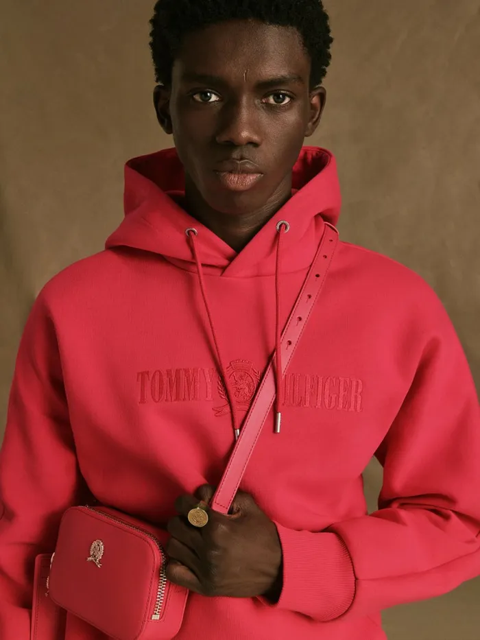 Tommy Hilfiger Crest Hoody Pink Splendor Mens Sweatshirts and Hoodies For Sale
