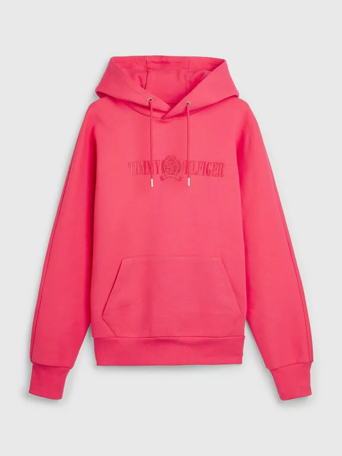 Tommy Hilfiger Crest Hoody Pink Splendor Mens Sweatshirts and Hoodies For Sale