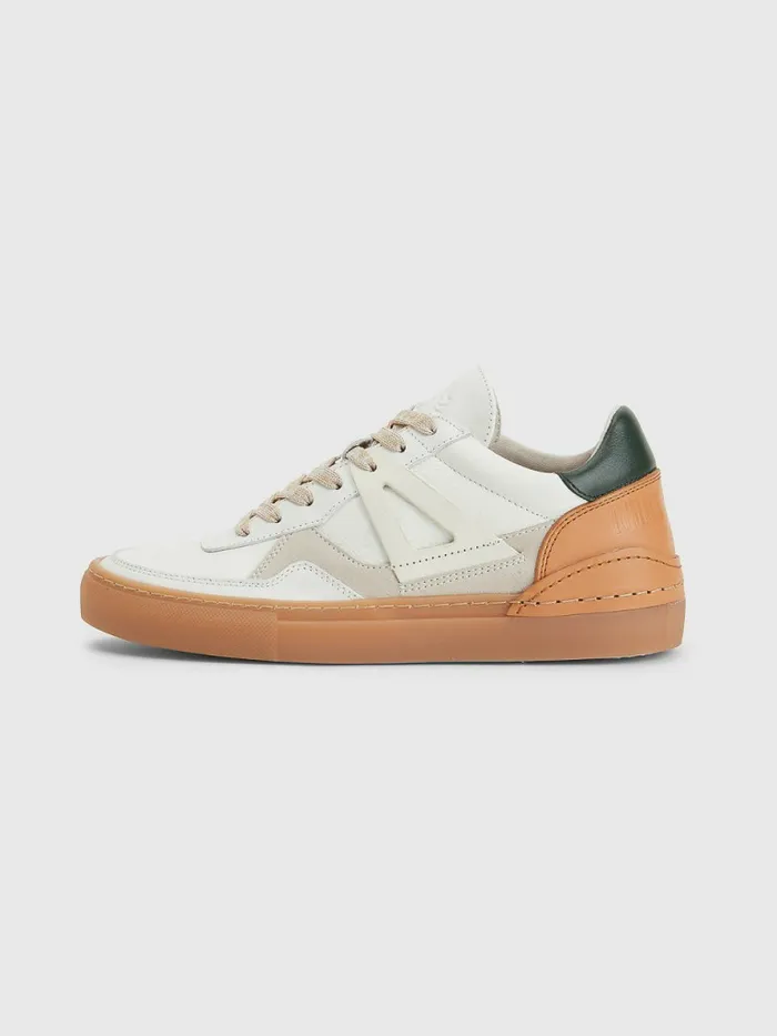 Tommy Hilfiger Crest Mixed Texture Trainers Camo GreenNatural VacchettaEcru Womens Trainers Near Me