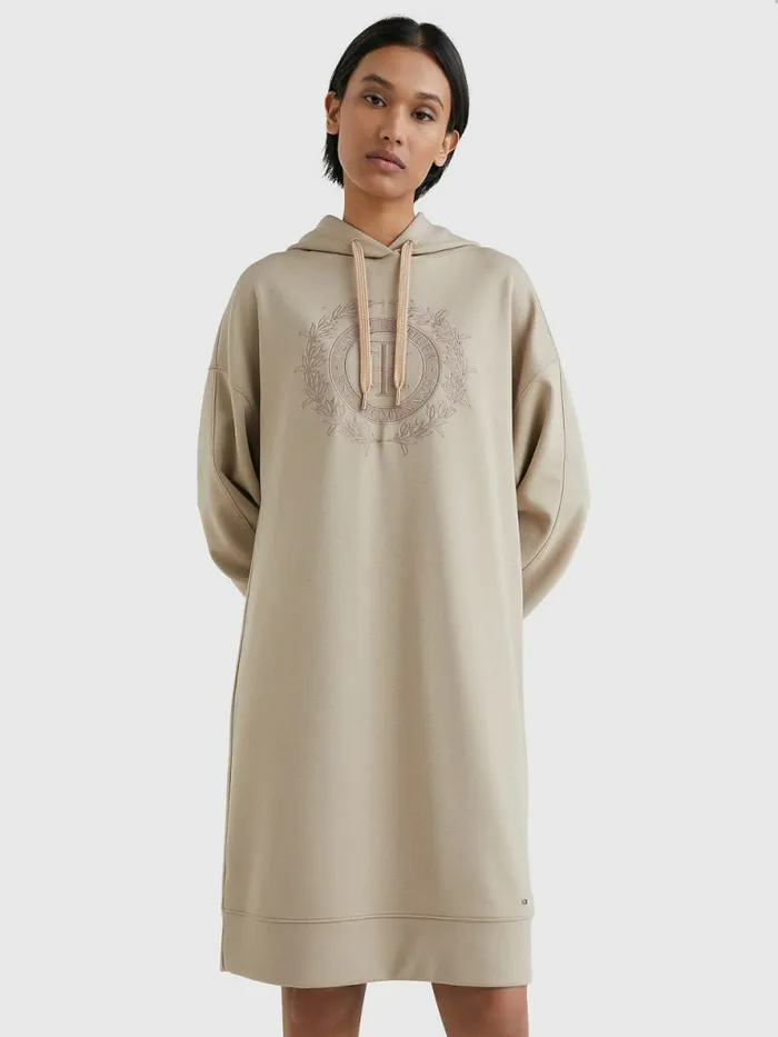 Tommy Hilfiger Crest Relaxed Hoody Dress Beige Womens Dresses and Jumpsuits Online Tommy Hilfiger Crest Relaxed Hoody Dress Beige Womens Dresses and Jumpsuits Online