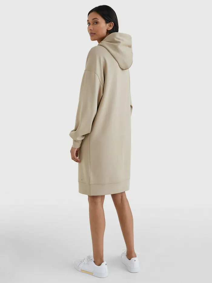 Tommy Hilfiger Crest Relaxed Hoody Dress Beige Womens Dresses and Jumpsuits Online