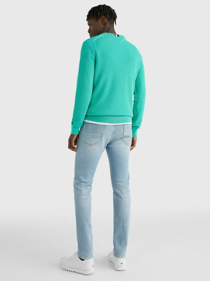 Tommy Hilfiger Crew Neck Jumper Aloha Green Mens Knitwear Cheap On Sale