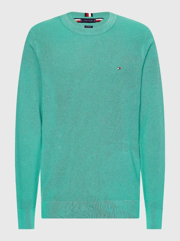 Tommy Hilfiger Crew Neck Jumper Aloha Green Mens Knitwear Cheap On Sale