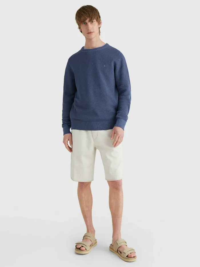 Tommy Hilfiger Crew Neck Jumper Faded Indigo Mens Knitwear Online