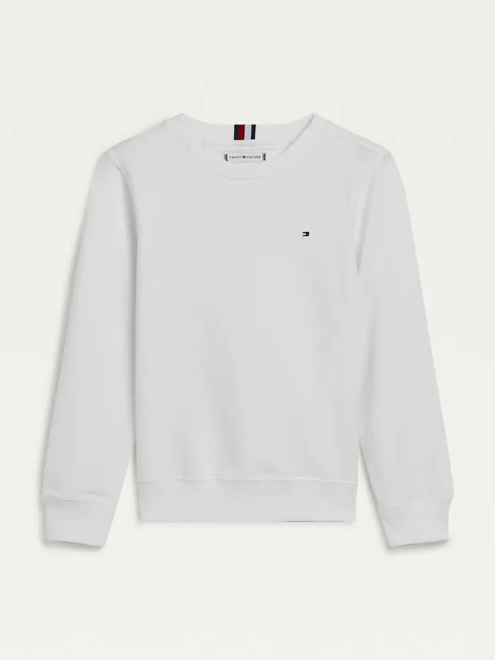 Tommy Hilfiger Crew Neck Sweatshirt Ecru Boys Jumpers and Cardigans On Sale
