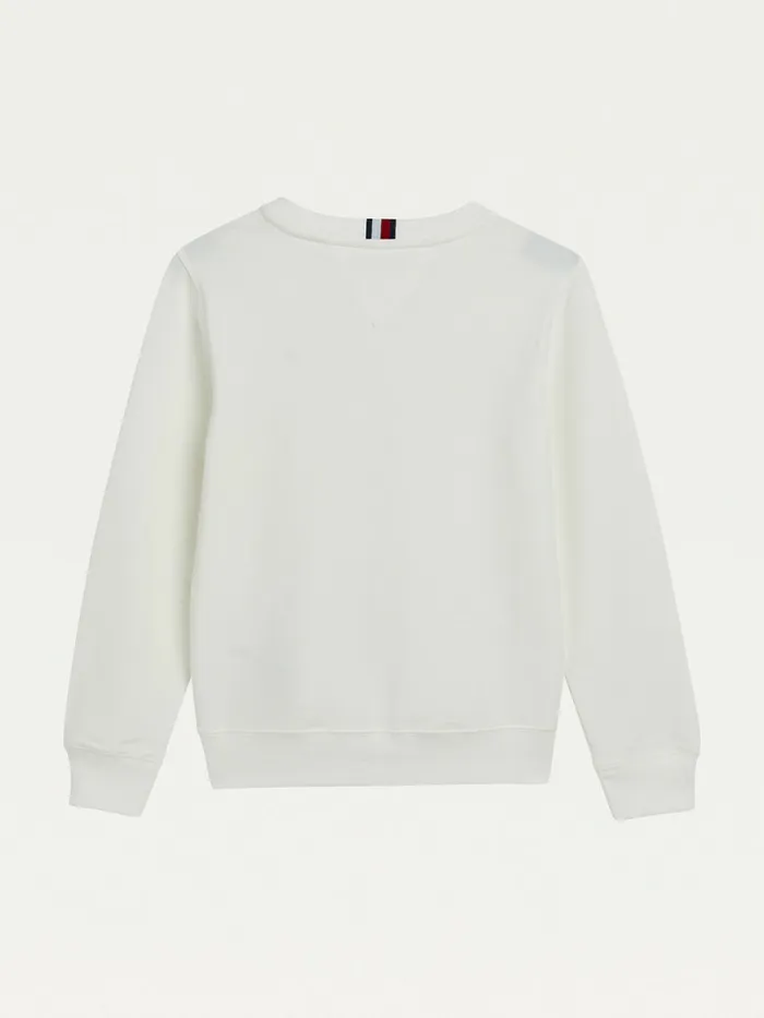 Tommy Hilfiger Crew Neck Sweatshirt Ecru Boys Jumpers and Cardigans On Sale