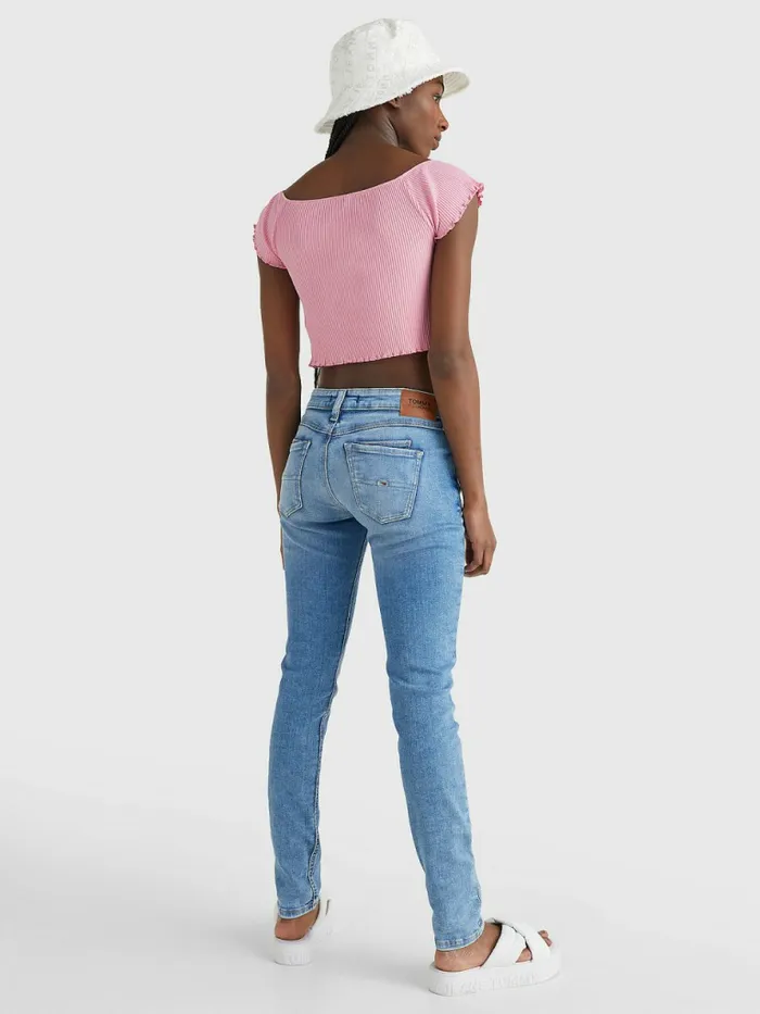 Tommy Hilfiger Cropped OffTheShoulder TShirt Fresh Pink Womens TShirts Cheap On Sale